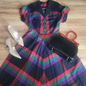 Vintage 50s Plaid Day Dress M